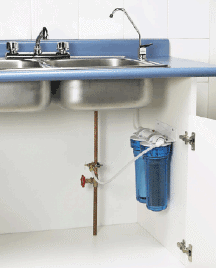 Under-sink home water filtration system installed by Persis Plumbing